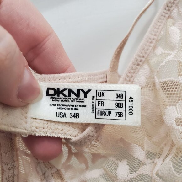DKNY 451000 Signature Lace Unlined Demi Sheer Nude Underwire Bra Size US 34B - Picture 3 of 4